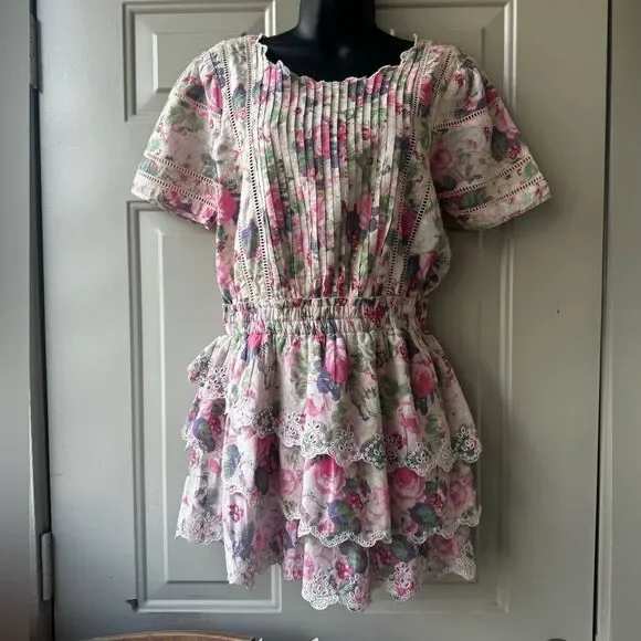 Loveshackfancy Mavis Ruffle Eyelet Floral Mini Dress Size Small - Picture 5 of 16